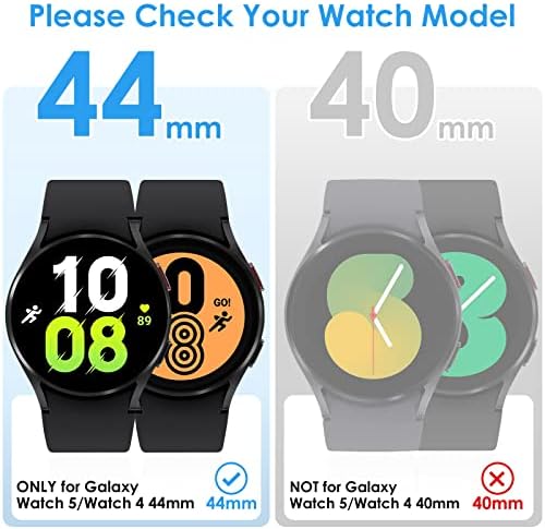 [3 חבילה] Galaxy Watch 5 / Galaxy Watch 4 מגן מסך 44 ממ עם זכוכית מחוסמת, Qibox PC Hard Pc פגוש מגן על מכסה פנים אביזרים תואמים ל- Samsung Galaxy Watch5 / Watch4